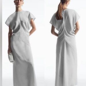 Elegant Minimalist Long Dress in Light Gray